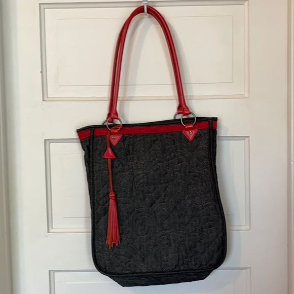 Chico's Handbags - Chico’s Quilted Denim Jean Tote Bag